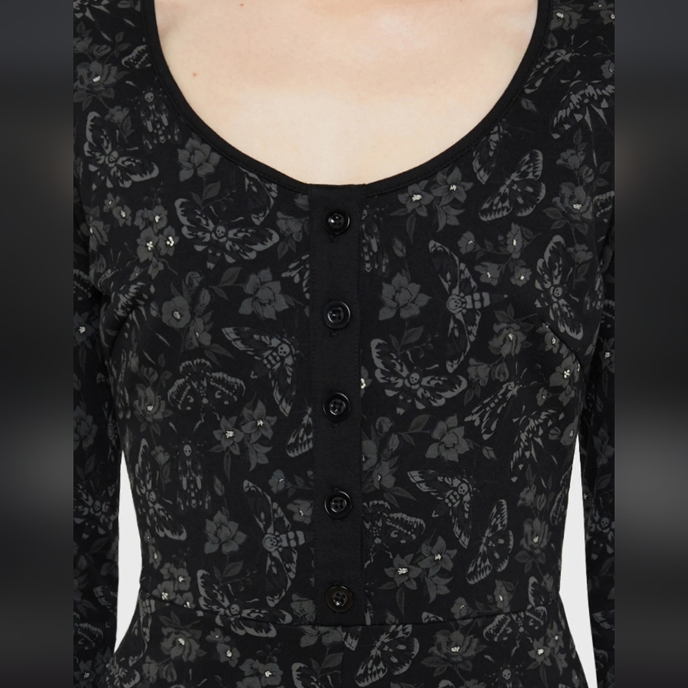 Killstar Black Patterned Women's Pajama Romper - Picture 4 of 6